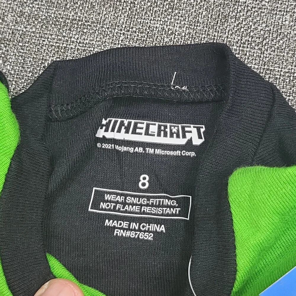 Minecraft Kids Boys Girls Set of 4 Pajama Sleepwear Set Green Size 8